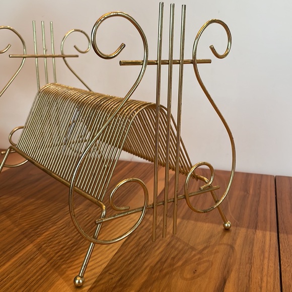 ***SOLD****Mid Century Modern Vintage Gold Metal 45 Record LP Stand Music - Picture 9 of 15